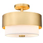 Z-Lite Counterpoint 13" 2-Light Modern Gold Steel and White Fabric Semi Flush Mount Light