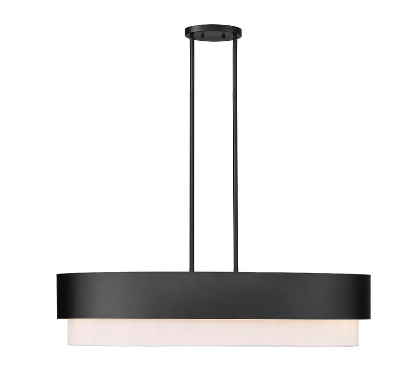 Z-Lite Counterpoint 16" 5-Light Matte Black Steel and White Fabric Linear Chandelier