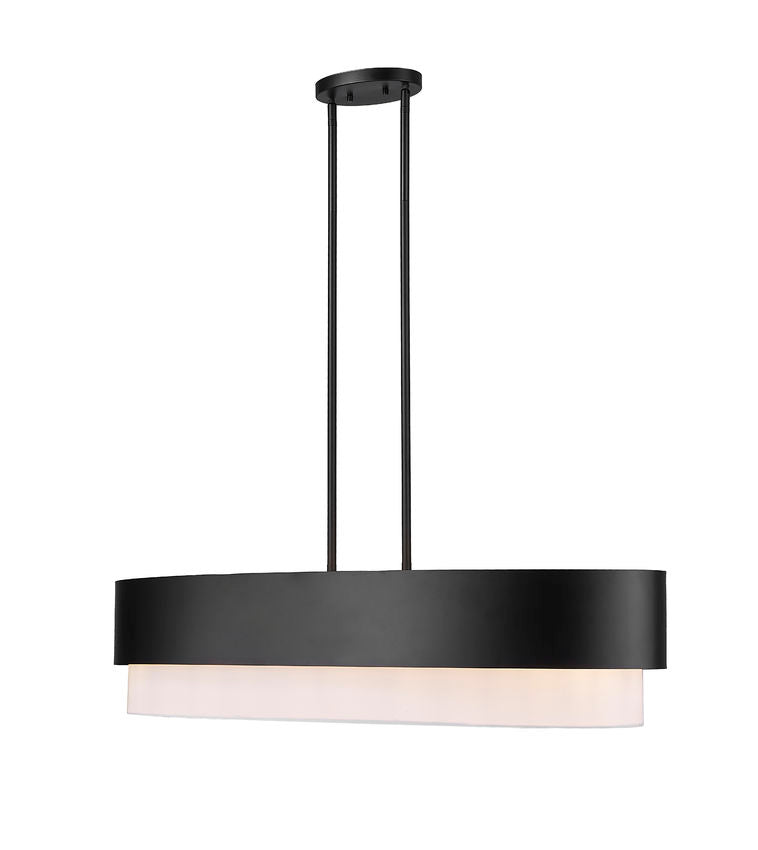 Z-Lite Counterpoint 16" 5-Light Matte Black Steel and White Fabric Linear Chandelier