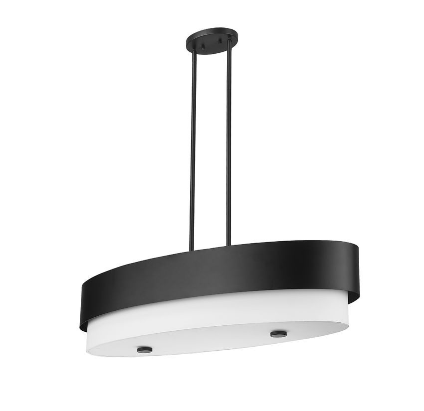 Z-Lite Counterpoint 16" 5-Light Matte Black Steel and White Fabric Linear Chandelier