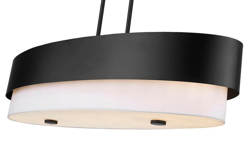 Z-Lite Counterpoint 16" 5-Light Matte Black Steel and White Fabric Linear Chandelier
