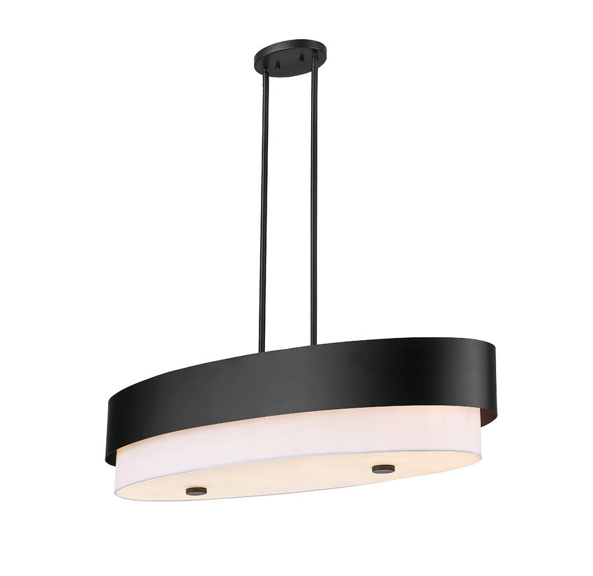 Z-Lite Counterpoint 16" 5-Light Matte Black Steel and White Fabric Linear Chandelier