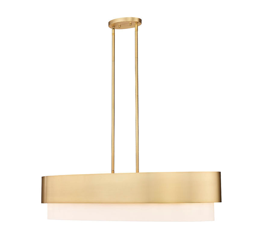 Z-Lite Counterpoint 16" 5-Light Modern Gold Steel and White Fabric Linear Chandelier