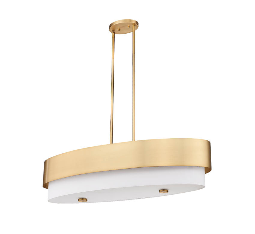 Z-Lite Counterpoint 16" 5-Light Modern Gold Steel and White Fabric Linear Chandelier