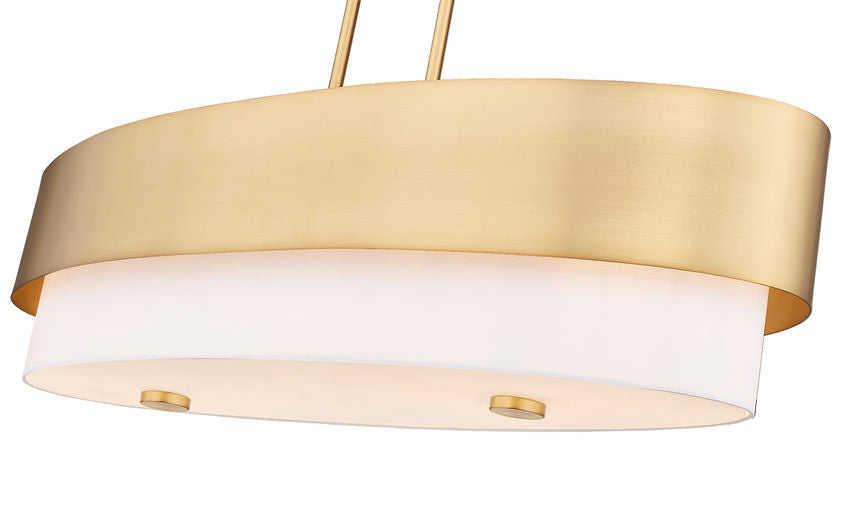 Z-Lite Counterpoint 16" 5-Light Modern Gold Steel and White Fabric Linear Chandelier