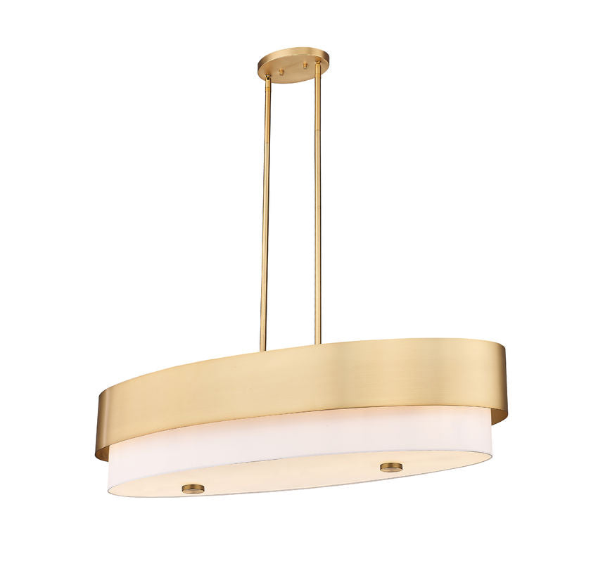 Z-Lite Counterpoint 16" 5-Light Modern Gold Steel and White Fabric Linear Chandelier
