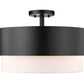 Z-Lite Counterpoint 18" 3-Light Matte Black Steel and White Fabric Semi Flush Mount Light