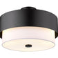 Z-Lite Counterpoint 18" 3-Light Matte Black Steel and White Fabric Semi Flush Mount Light
