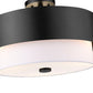 Z-Lite Counterpoint 18" 3-Light Matte Black Steel and White Fabric Semi Flush Mount Light