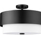 Z-Lite Counterpoint 18" 3-Light Matte Black Steel and White Fabric Semi Flush Mount Light