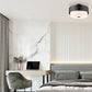 Z-Lite Counterpoint 18" 3-Light Matte Black Steel and White Fabric Semi Flush Mount Light
