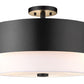 Z-Lite Counterpoint 18" 3-Light Matte Black Steel and White Fabric Semi Flush Mount Light