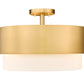 Z-Lite Counterpoint 18" 3-Light Modern Gold Steel and White Fabric Semi Flush Mount Light