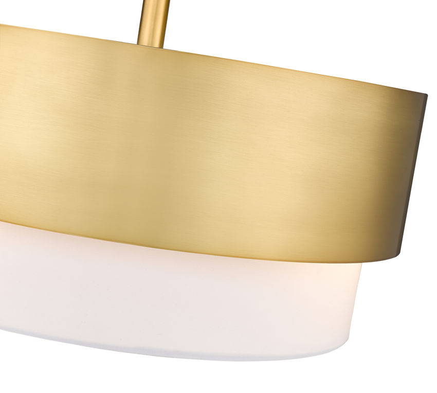 Z-Lite Counterpoint 18" 3-Light Modern Gold Steel and White Fabric Semi Flush Mount Light