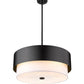 Z-Lite Counterpoint 24" 5-Light Matte Black Steel and White Fabric Shade Chandelier