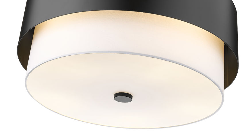 Z-Lite Counterpoint 24" 5-Light Matte Black Steel and White Fabric Shade Chandelier