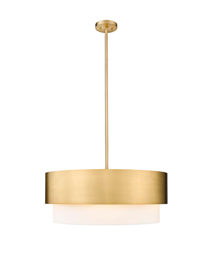 Z-Lite Counterpoint 24" 5-Light Modern Gold Steel and White Fabric Shade Chandelier