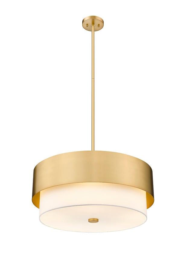 Z-Lite Counterpoint 24" 5-Light Modern Gold Steel and White Fabric Shade Chandelier