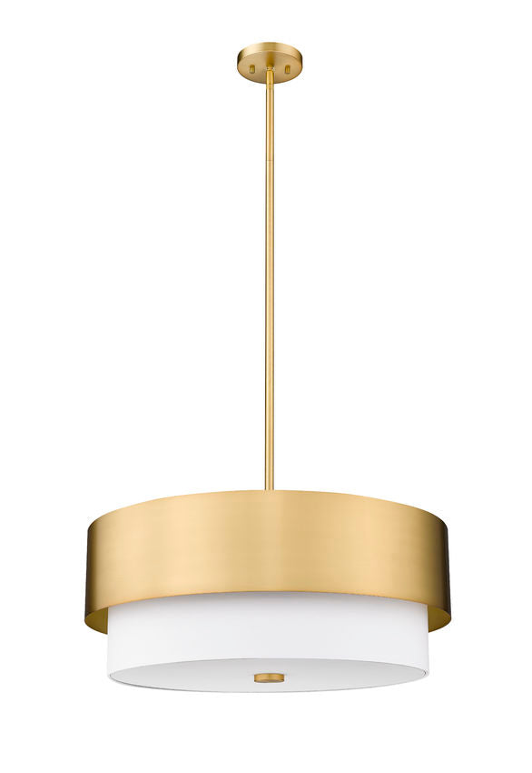 Z-Lite Counterpoint 24" 5-Light Modern Gold Steel and White Fabric Shade Chandelier