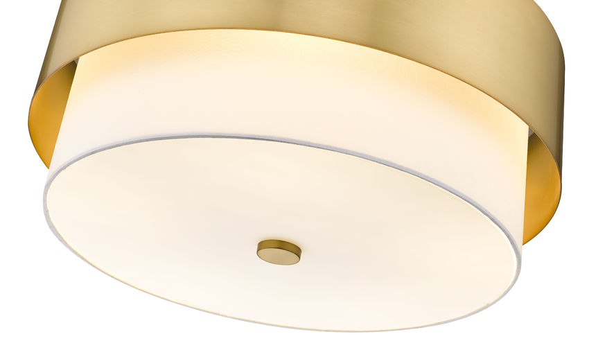 Z-Lite Counterpoint 24" 5-Light Modern Gold Steel and White Fabric Shade Chandelier