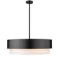 Z-Lite Counterpoint 32" 6-Light Matte Black Steel and White Fabric Shade Chandelier
