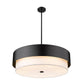 Z-Lite Counterpoint 32" 6-Light Matte Black Steel and White Fabric Shade Chandelier