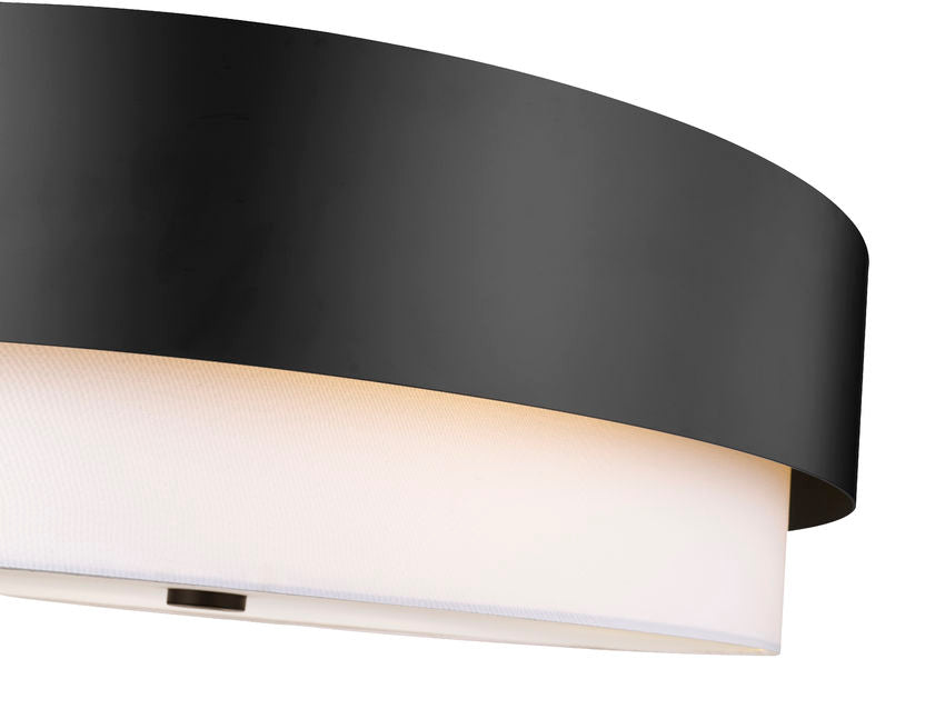 Z-Lite Counterpoint 32" 6-Light Matte Black Steel and White Fabric Shade Chandelier