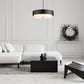 Z-Lite Counterpoint 32" 6-Light Matte Black Steel and White Fabric Shade Chandelier