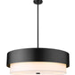 Z-Lite Counterpoint 32" 6-Light Matte Black Steel and White Fabric Shade Chandelier