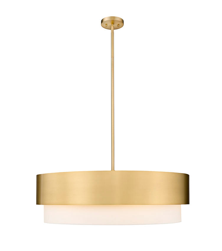 Z-Lite Counterpoint 32" 6-Light Modern Gold Steel and White Fabric Shade Chandelier