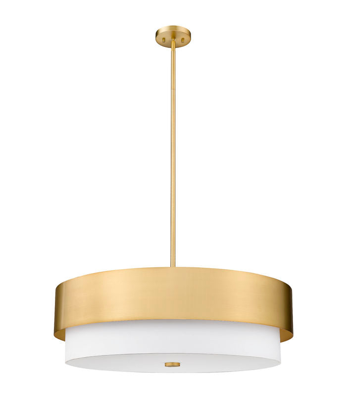Z-Lite Counterpoint 32" 6-Light Modern Gold Steel and White Fabric Shade Chandelier