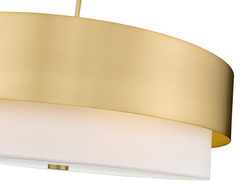 Z-Lite Counterpoint 32" 6-Light Modern Gold Steel and White Fabric Shade Chandelier
