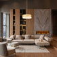 Z-Lite Counterpoint 32" 6-Light Modern Gold Steel and White Fabric Shade Chandelier