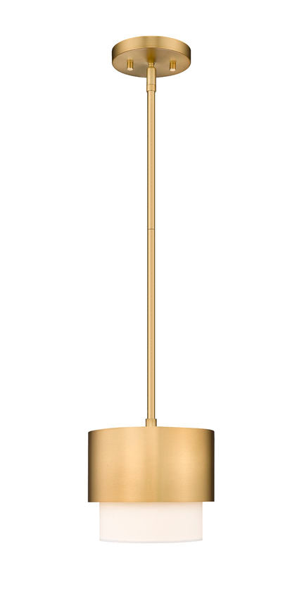 Z-Lite Counterpoint 7" 1-Light Modern Gold Steel and White Fabric Pendant Light