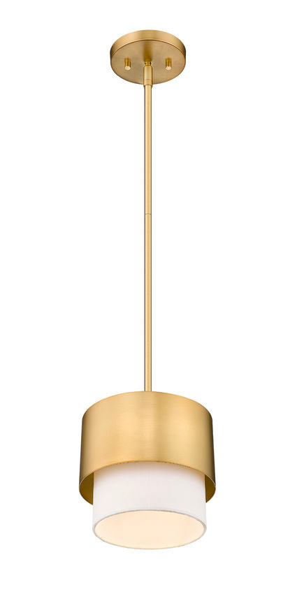 Z-Lite Counterpoint 7" 1-Light Modern Gold Steel and White Fabric Pendant Light