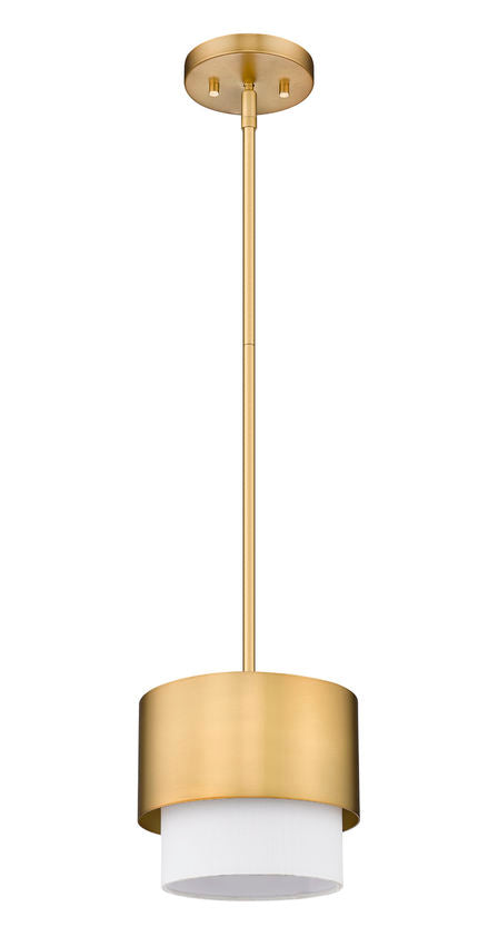 Z-Lite Counterpoint 7" 1-Light Modern Gold Steel and White Fabric Pendant Light