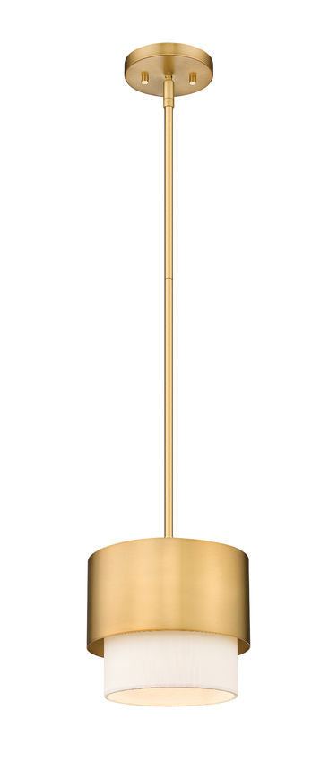 Z-Lite Counterpoint 7" 1-Light Modern Gold Steel and White Fabric Pendant Light