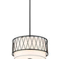 Z-Lite Dalton 17" 3-Light Matte Black Pendant Light With White Fabric Shade