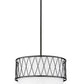 Z-Lite Dalton 17" 3-Light Matte Black Pendant Light With White Fabric Shade