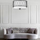 Z-Lite Dalton 17" 3-Light Matte Black Pendant Light With White Fabric Shade