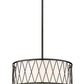 Z-Lite Dalton 17" 3-Light Matte Black Pendant Light With White Fabric Shade