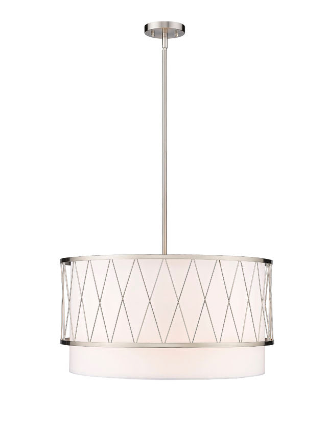 Z-Lite Dalton 24" 4-Light Brushed Nickel Pendant Light With White Fabric Shade