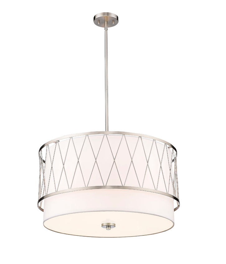 Z-Lite Dalton 24" 4-Light Brushed Nickel Pendant Light With White Fabric Shade
