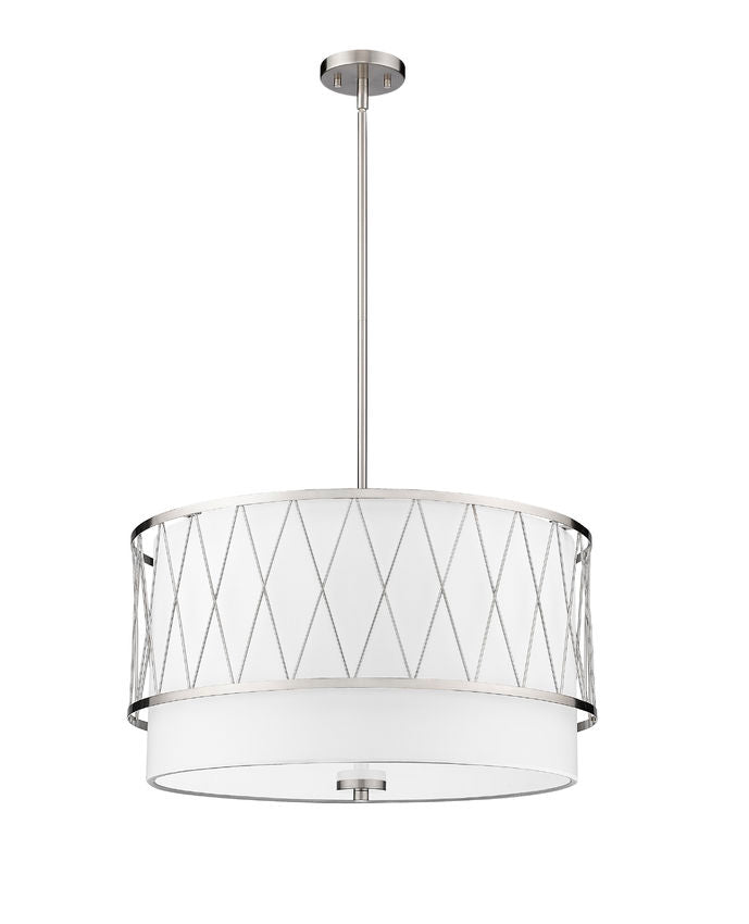 Z-Lite Dalton 24" 4-Light Brushed Nickel Pendant Light With White Fabric Shade
