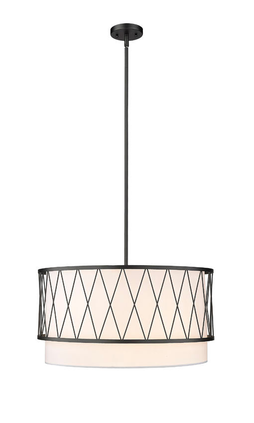 Z-Lite Dalton 24" 4-Light Matte Black Pendant Light With White Fabric Shade