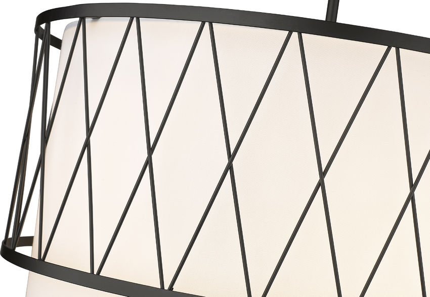 Z-Lite Dalton 24" 4-Light Matte Black Pendant Light With White Fabric Shade