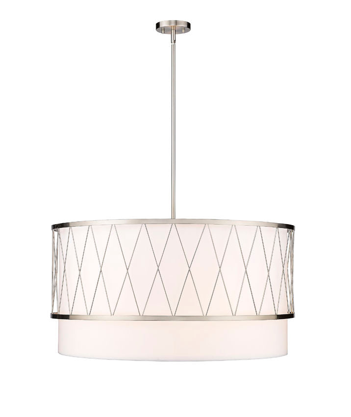 Z-Lite Dalton 32" 5-Light Brushed Nickel Pendant Light With White Fabric Shade