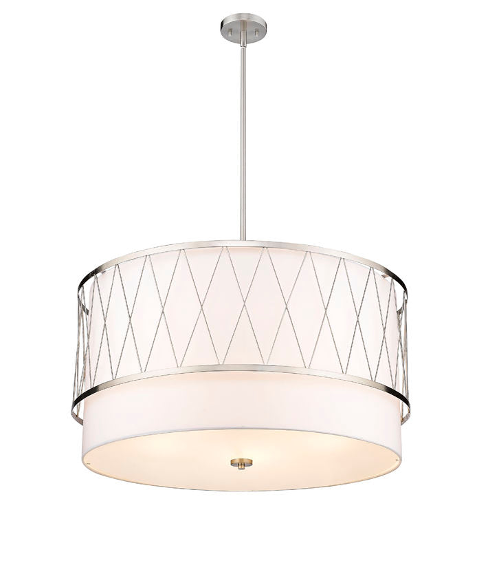 Z-Lite Dalton 32" 5-Light Brushed Nickel Pendant Light With White Fabric Shade