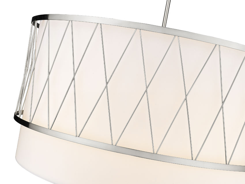 Z-Lite Dalton 32" 5-Light Brushed Nickel Pendant Light With White Fabric Shade