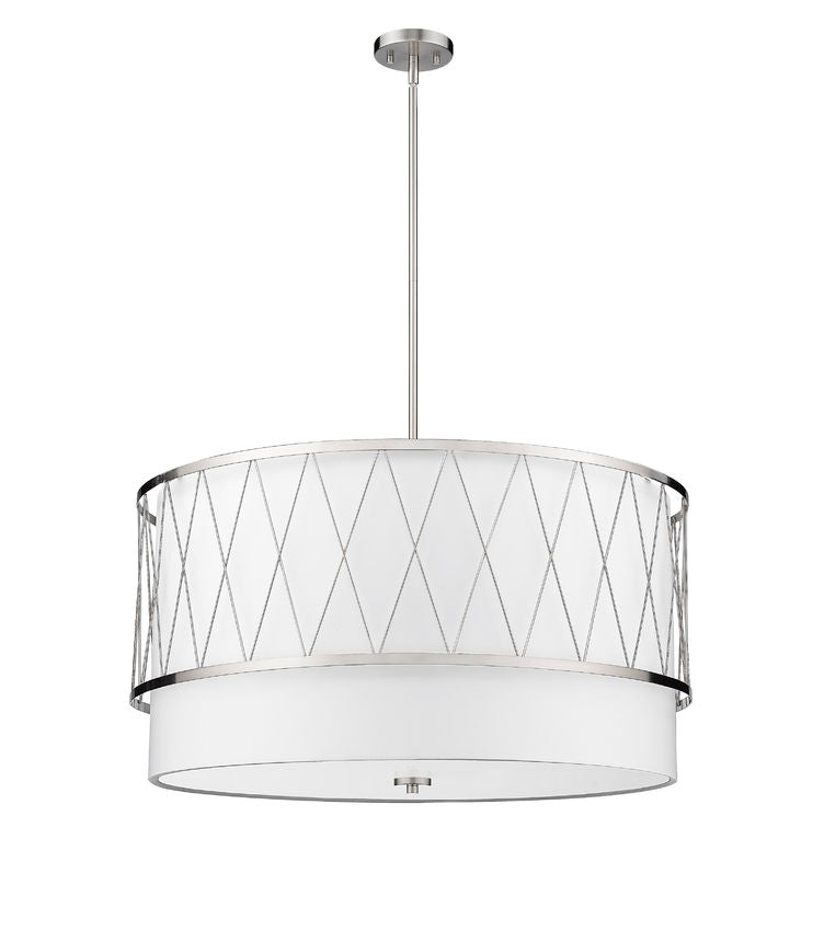 Z-Lite Dalton 32" 5-Light Brushed Nickel Pendant Light With White Fabric Shade